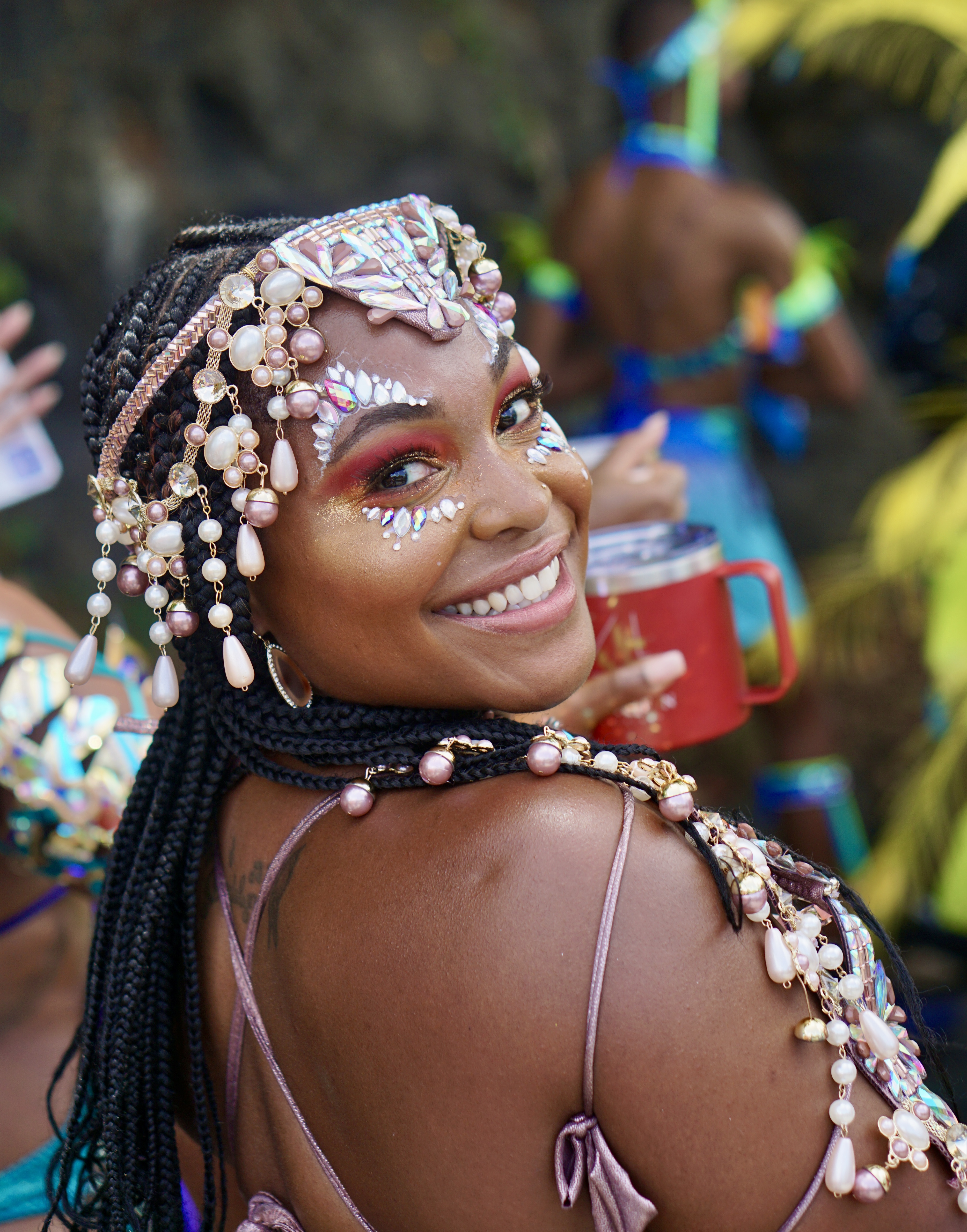 Beautiful woman at St lucia Carnival Smiling.