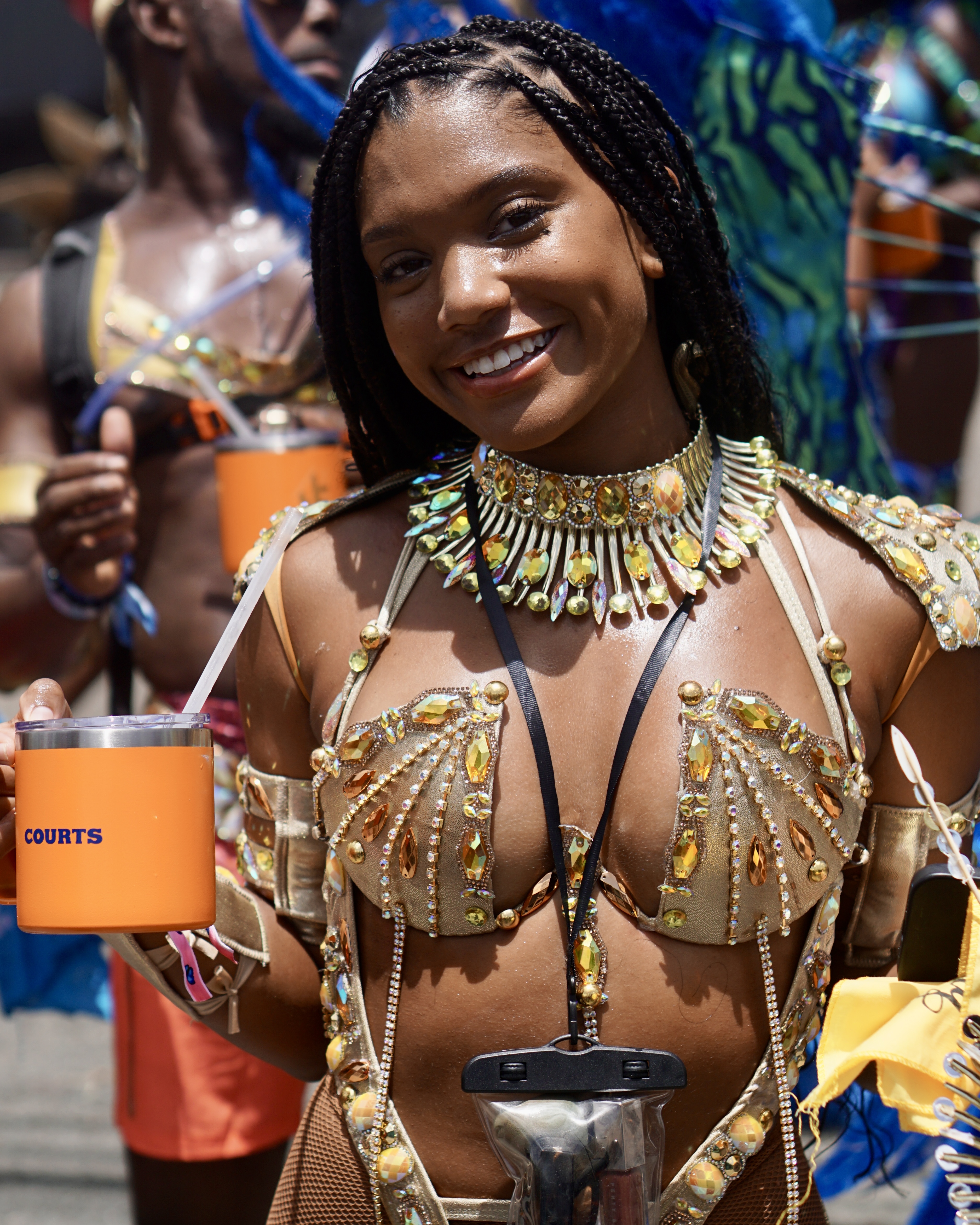 Beautiful woman in her st lucia carnival costume smiling
