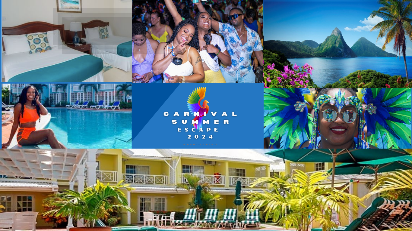 Compilation of pictures depicting various attractions of St lucia Carnival